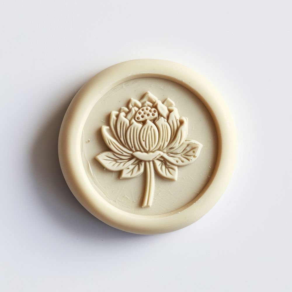 Seal Wax Stamp lotus white background freshness pattern.