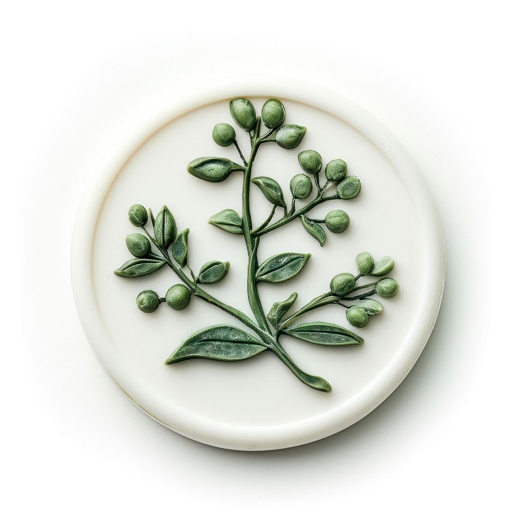 Seal Wax Stamp mistletoe porcelain jewelry plate.
