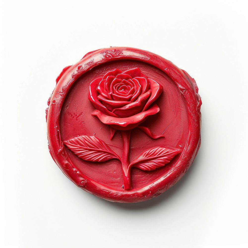 Seal Wax Stamp of a minimal rose food white background confectionery.