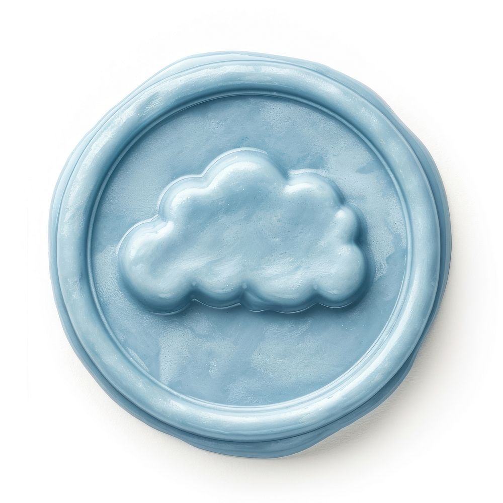Seal Wax Stamp of cloud blue white background porcelain.