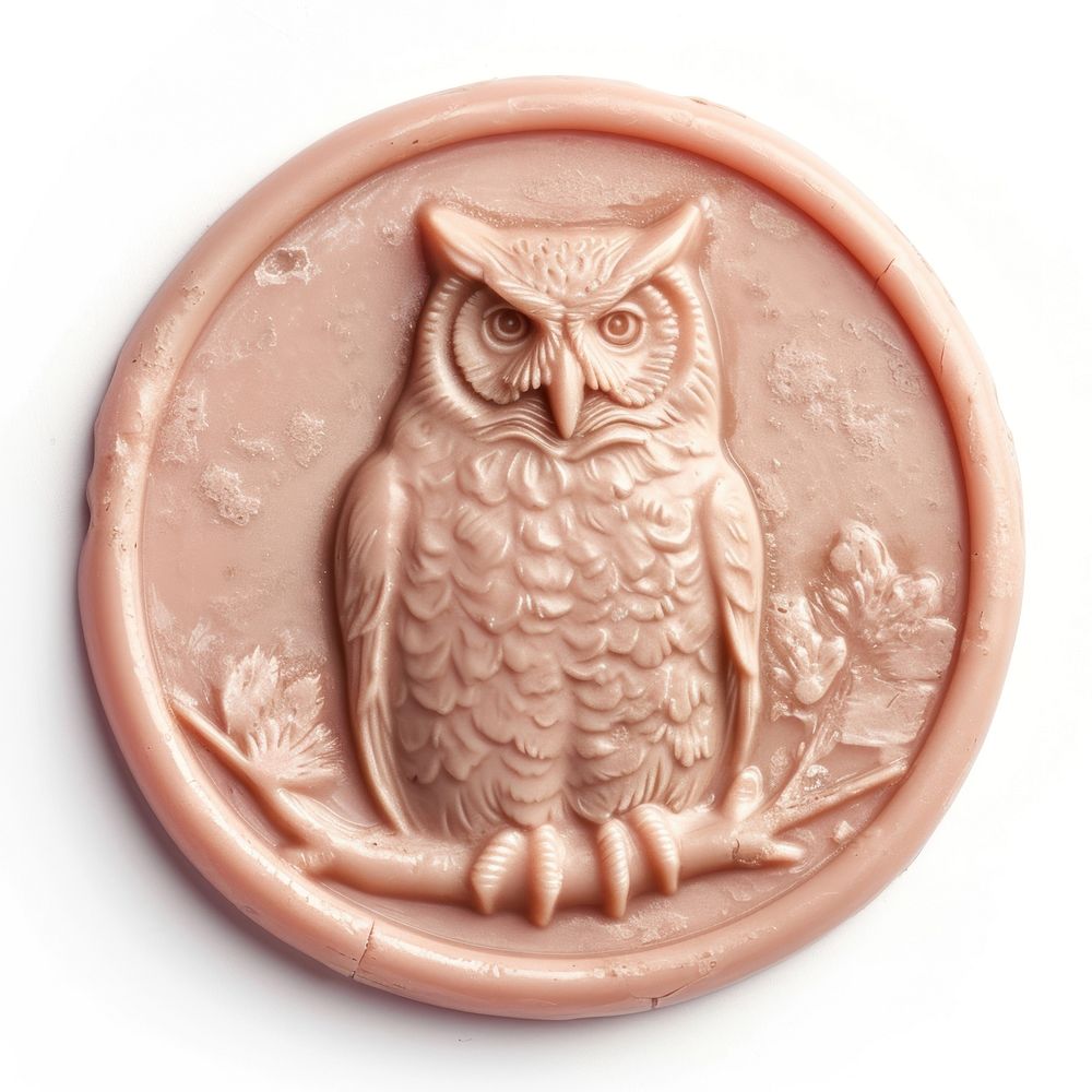 Seal Wax Stamp owl animal craft white background.