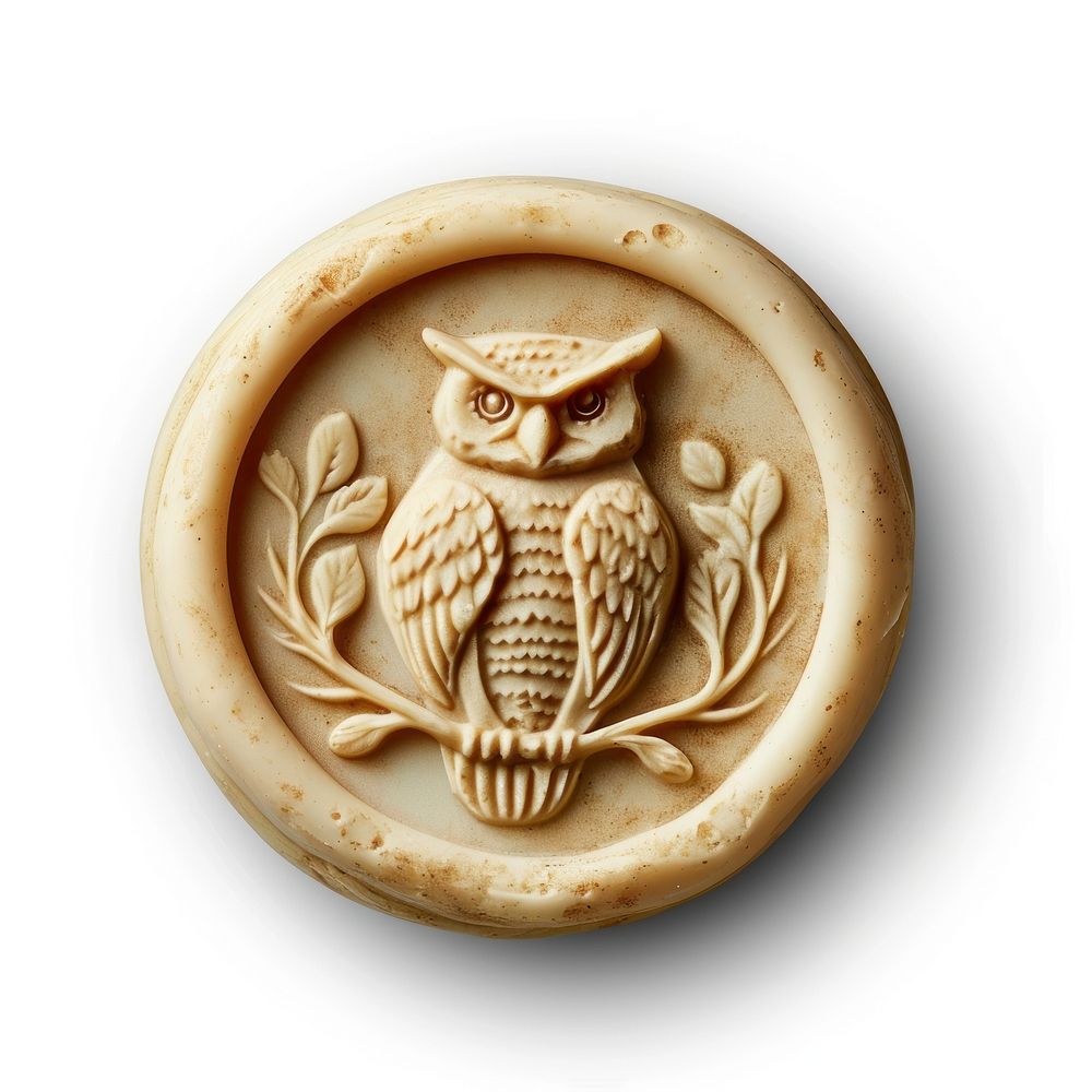 Seal Wax Stamp owl animal craft white background.