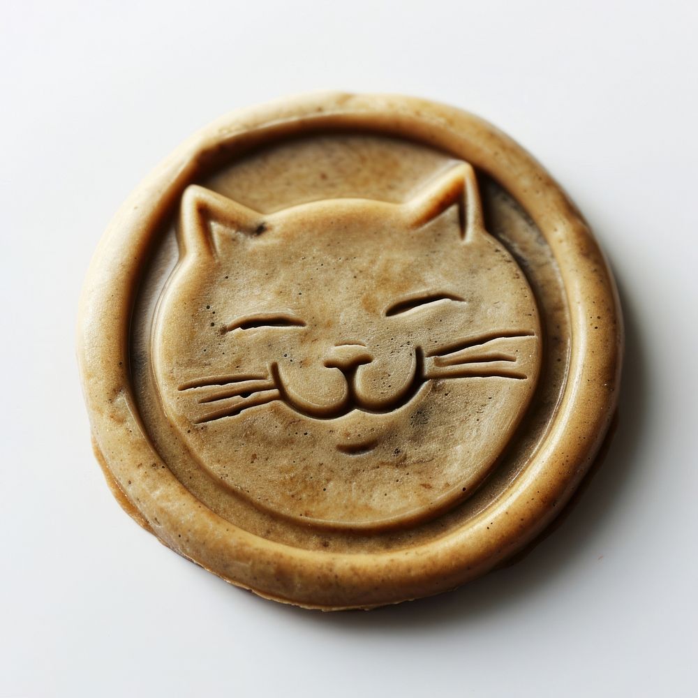 Seal Wax Stamp smiling cat craft anthropomorphic representation.
