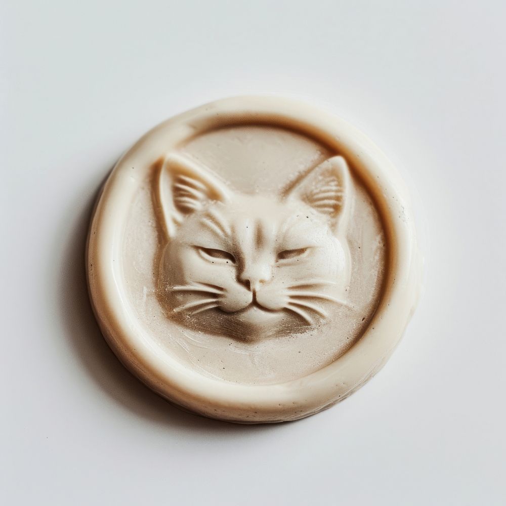 Seal Wax Stamp smiling cat animal mammal craft.