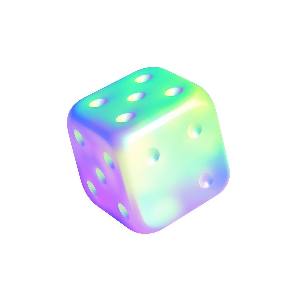 A holography dice icon game white background single object.