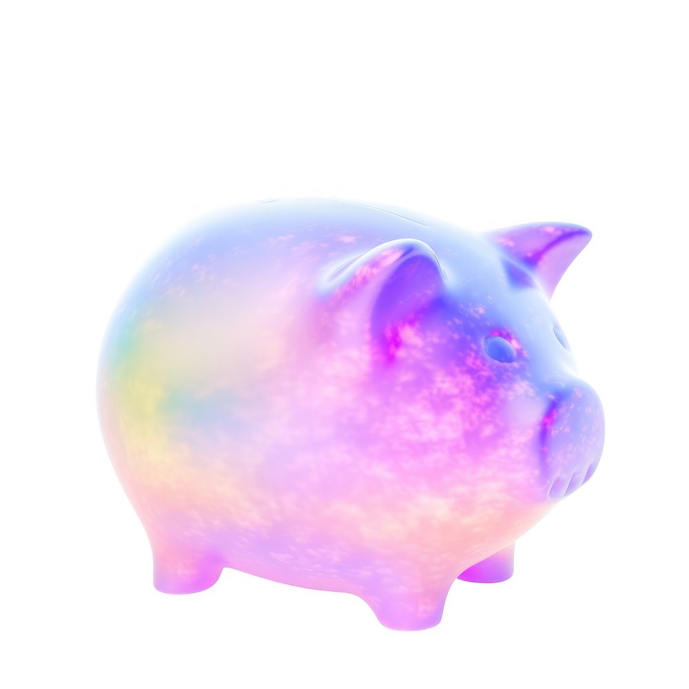 A holography piggy bank white background single object investment.