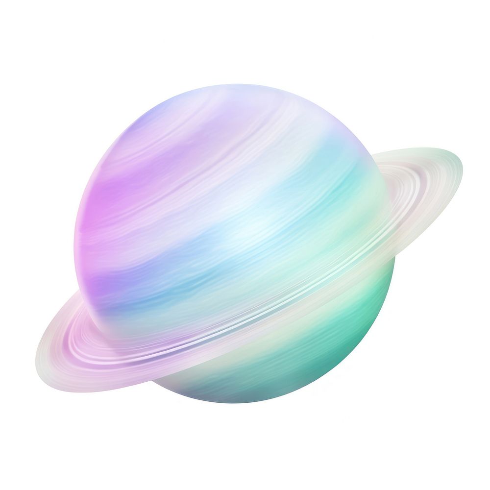 A holography saturn icon planet space white background.