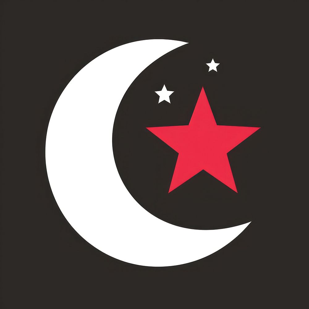 Illustration of moon with star astronomy symbol night.