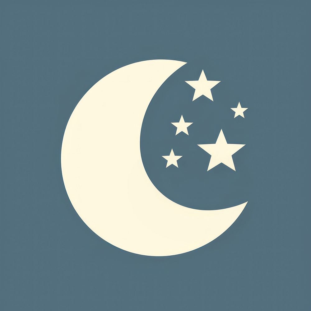 Illustration of moon with star astronomy symbol night.