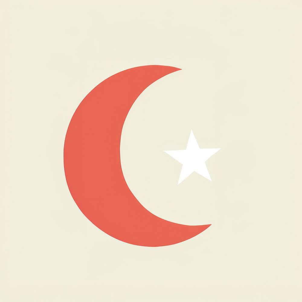 Illustration of moon with star symbol logo patriotism.