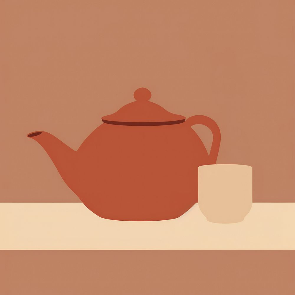 Illustration of hot tea and pot teapot art refreshment.