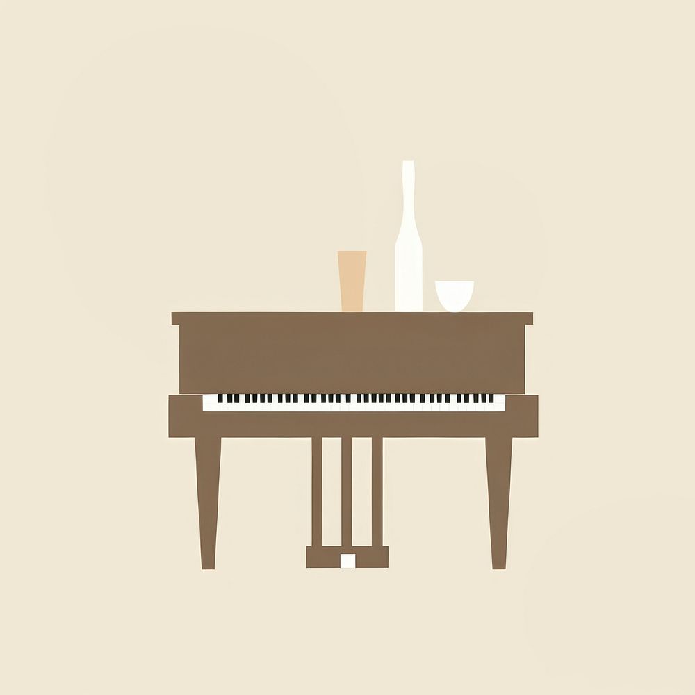 Illustration of piano keyboard harpsichord furniture.