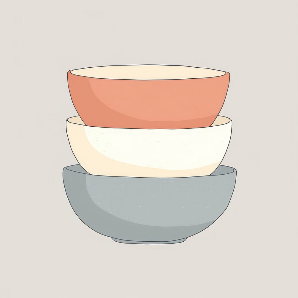 Illustration of Stacked bowls tableware ceramic circle.