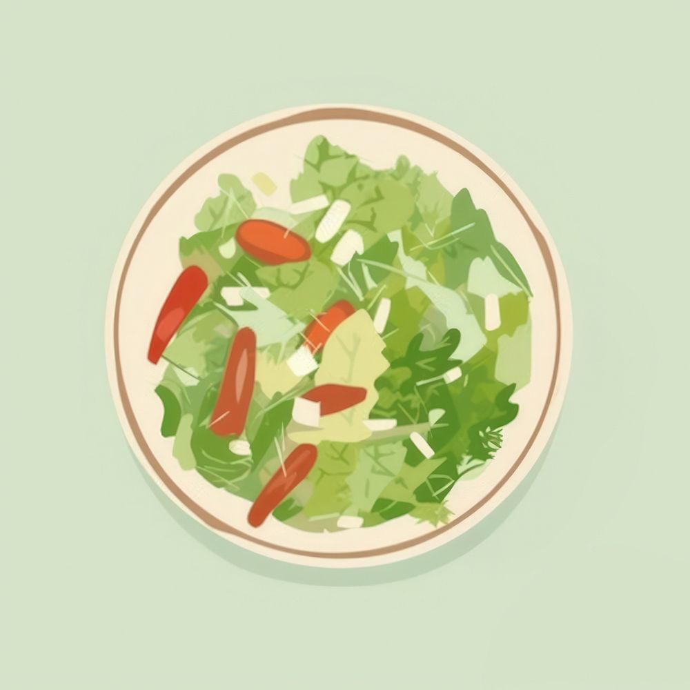 Illustration of salad vegetable plate food.