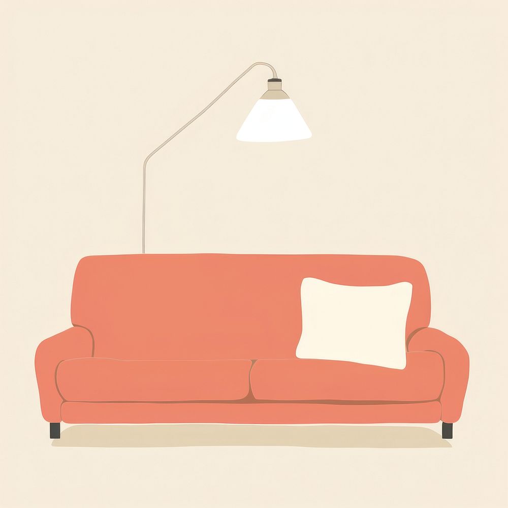 Illustration of sofa with lamp furniture cushion comfortable.