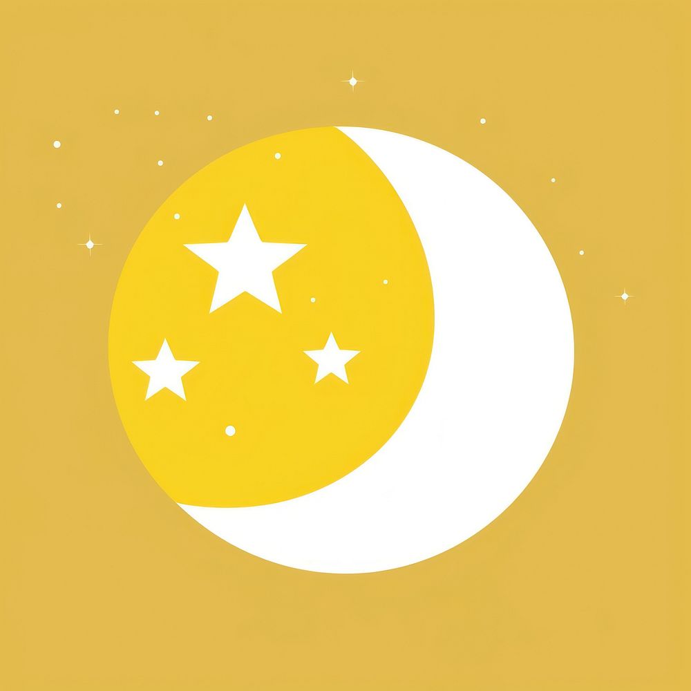 Illustration of yellow moon with star astronomy symbol night.