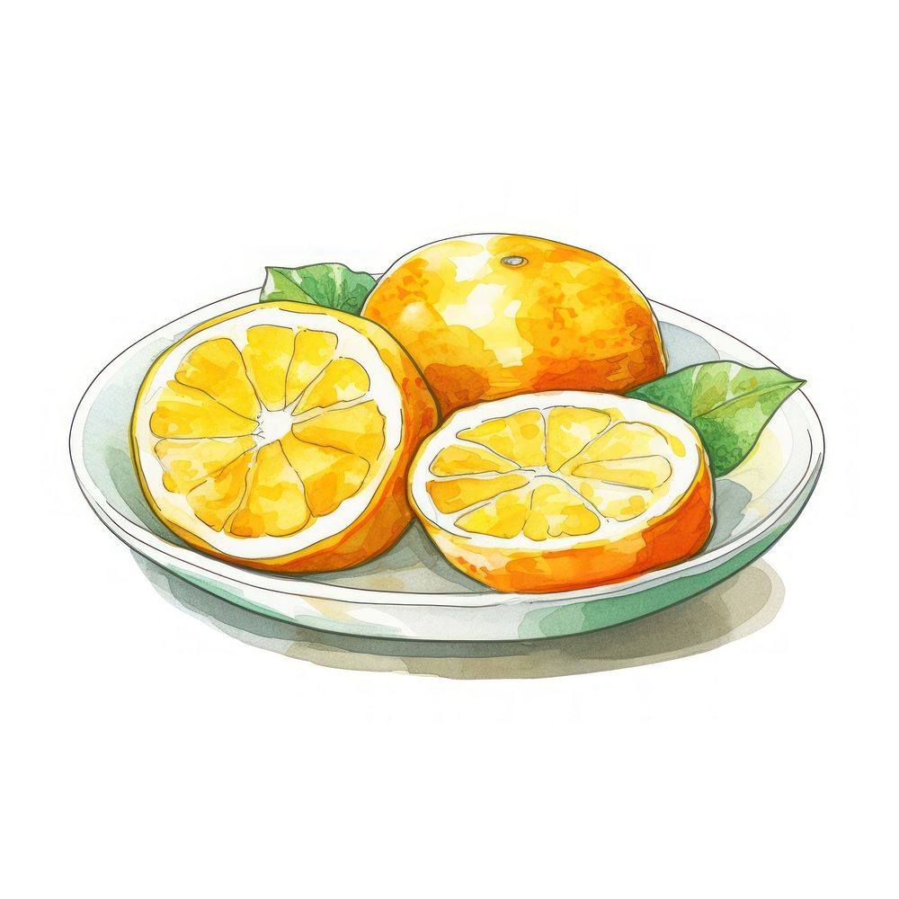 Oranges plate grapefruit lemon.
