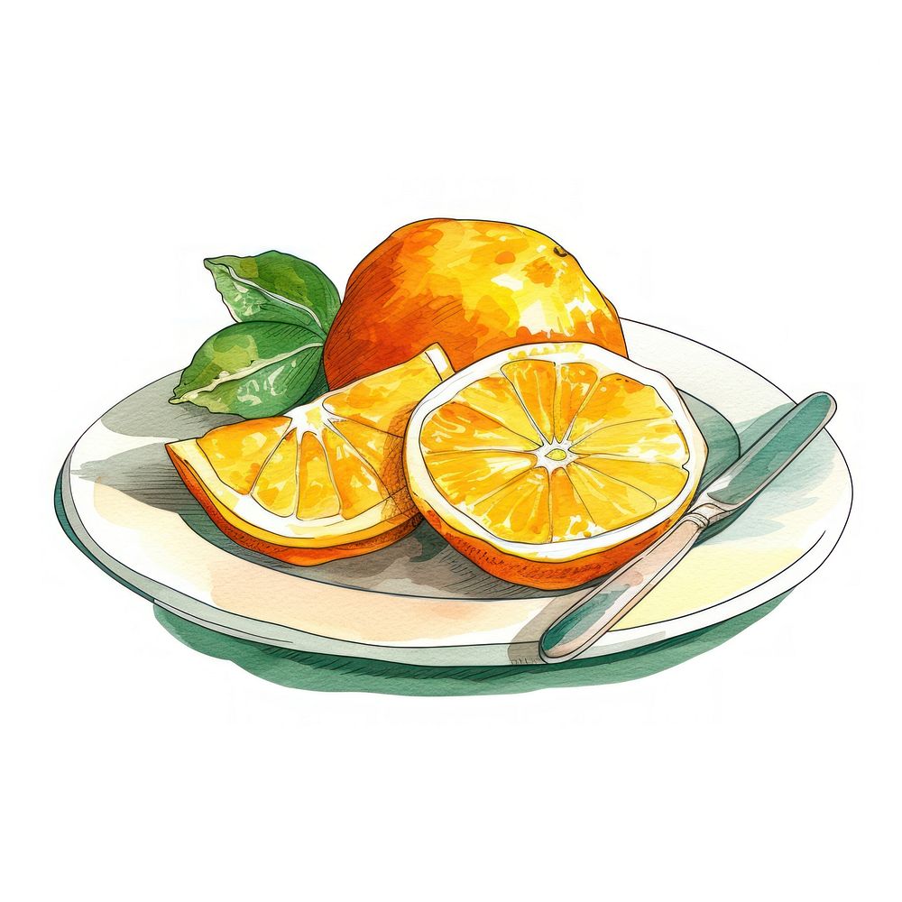 Oranges plate grapefruit lemon.