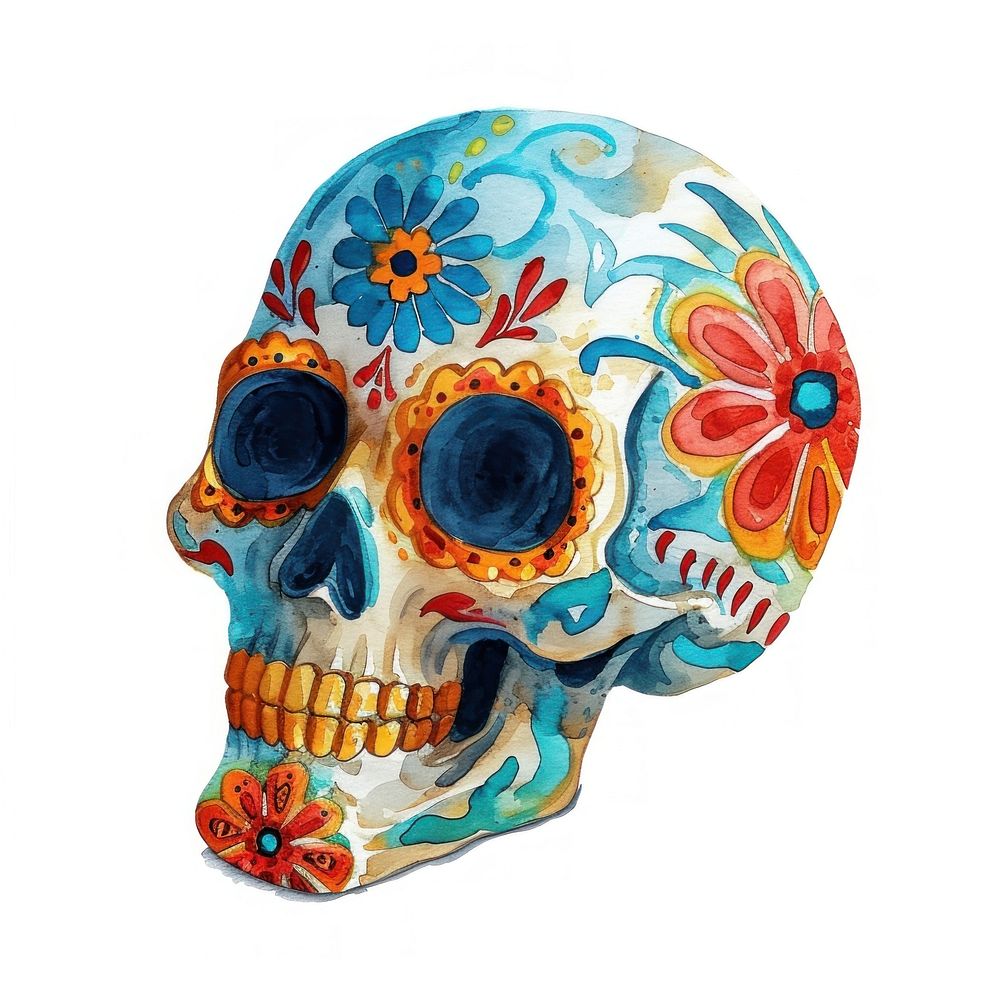 Dia de Muertos skull adult art representation.