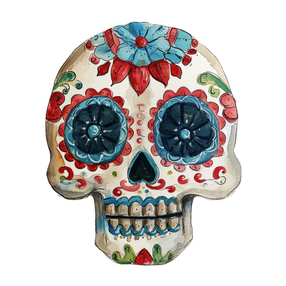 Dia de Muertos skull pattern art representation.