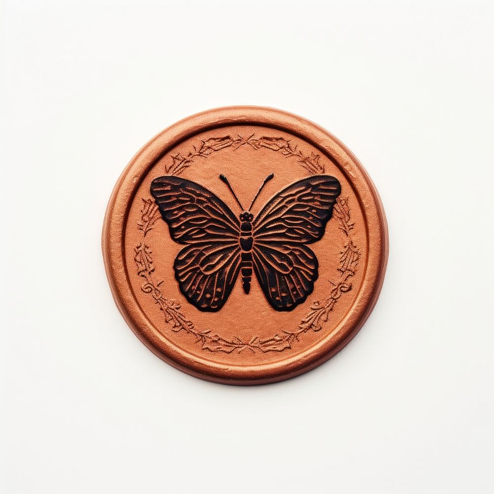 Butterfly money coin white background.