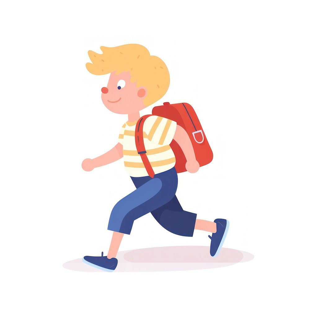 Child carrying a school bag backpack walking exercising. AI generated Image by rawpixel.