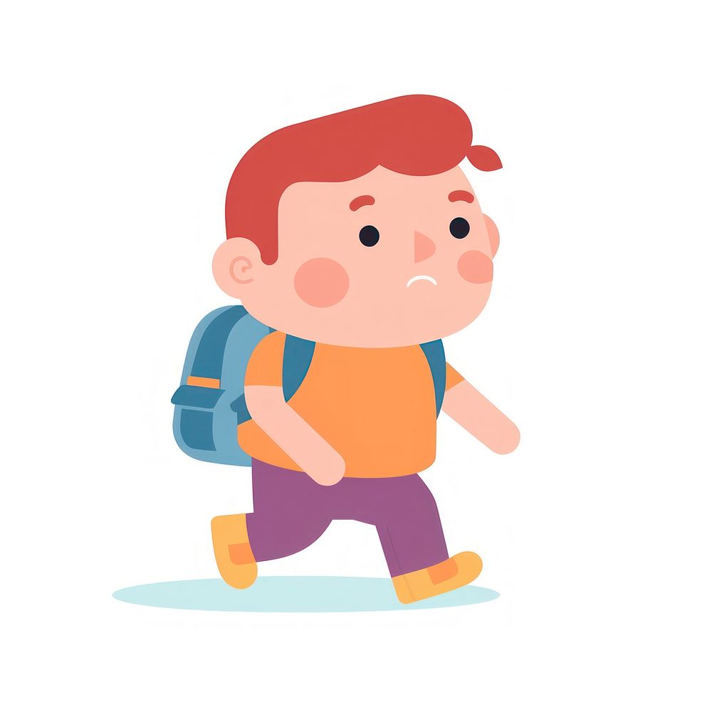 Child carrying a school bag backpack white background activity. AI generated Image by rawpixel.