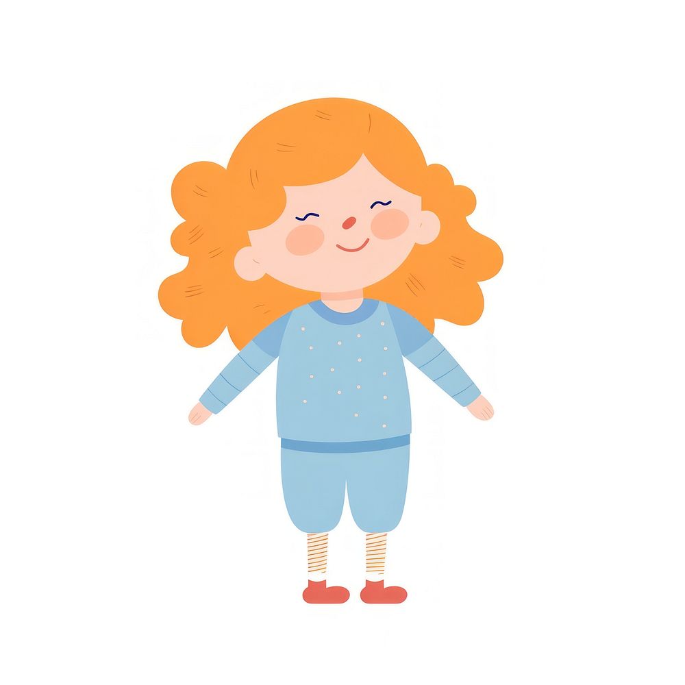 Girl with orange hair sleeping cartoon cute white background. AI generated Image by rawpixel.