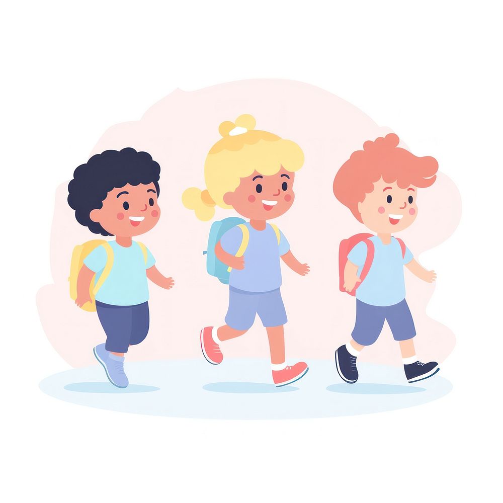  Diversity kids walking together footwear cartoon drawing. AI generated Image by rawpixel.
