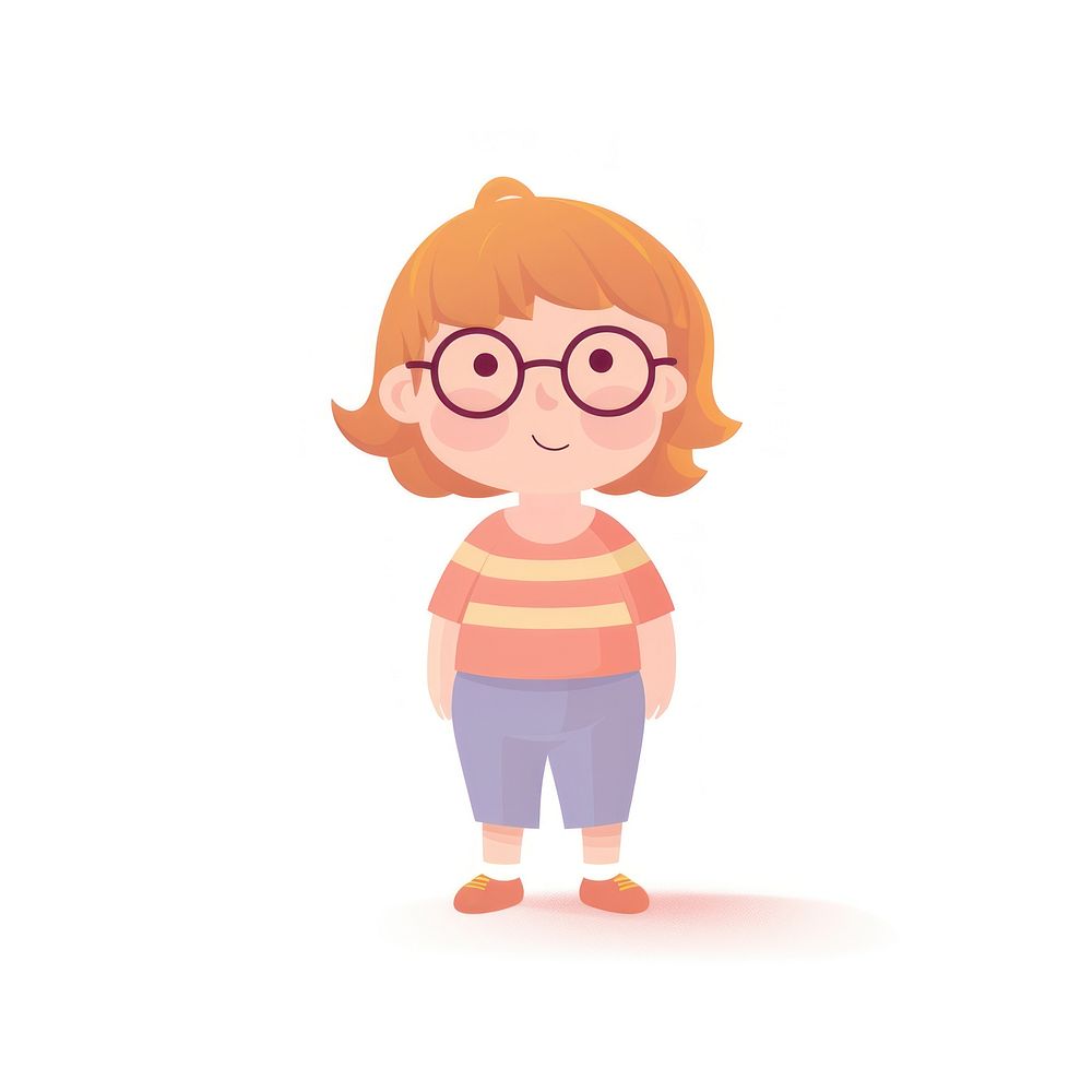 Happy girl wearing glasses portrait cartoon cute. AI generated Image by rawpixel.