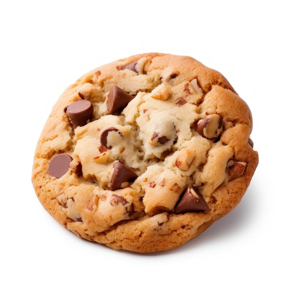 Chocolate chip cookies food white background confectionery.