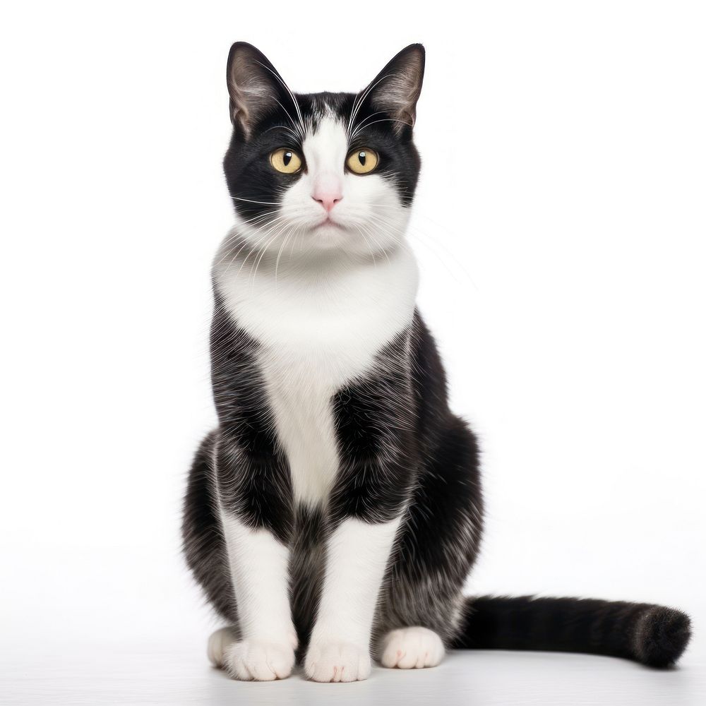 Cute black and white Bicolor cat animal mammal kitten.