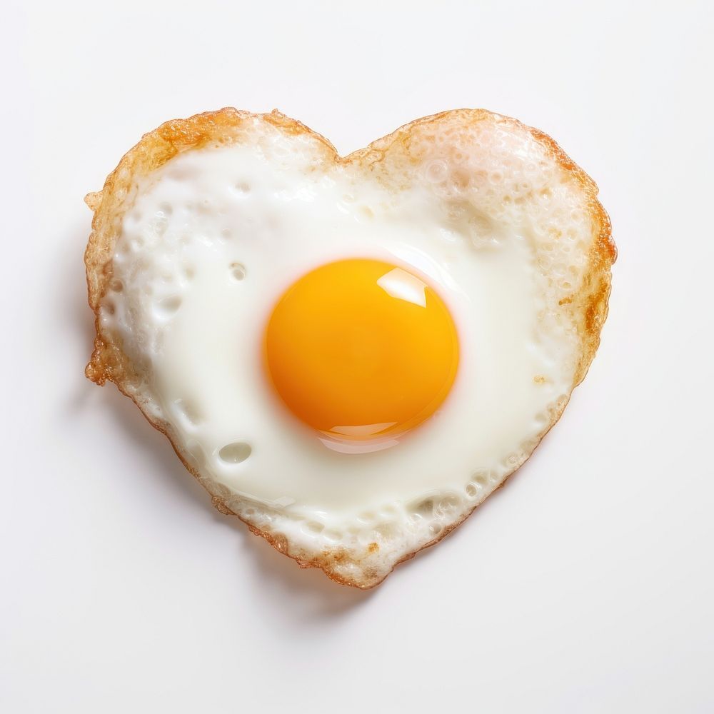 Fried egg fried heart food.