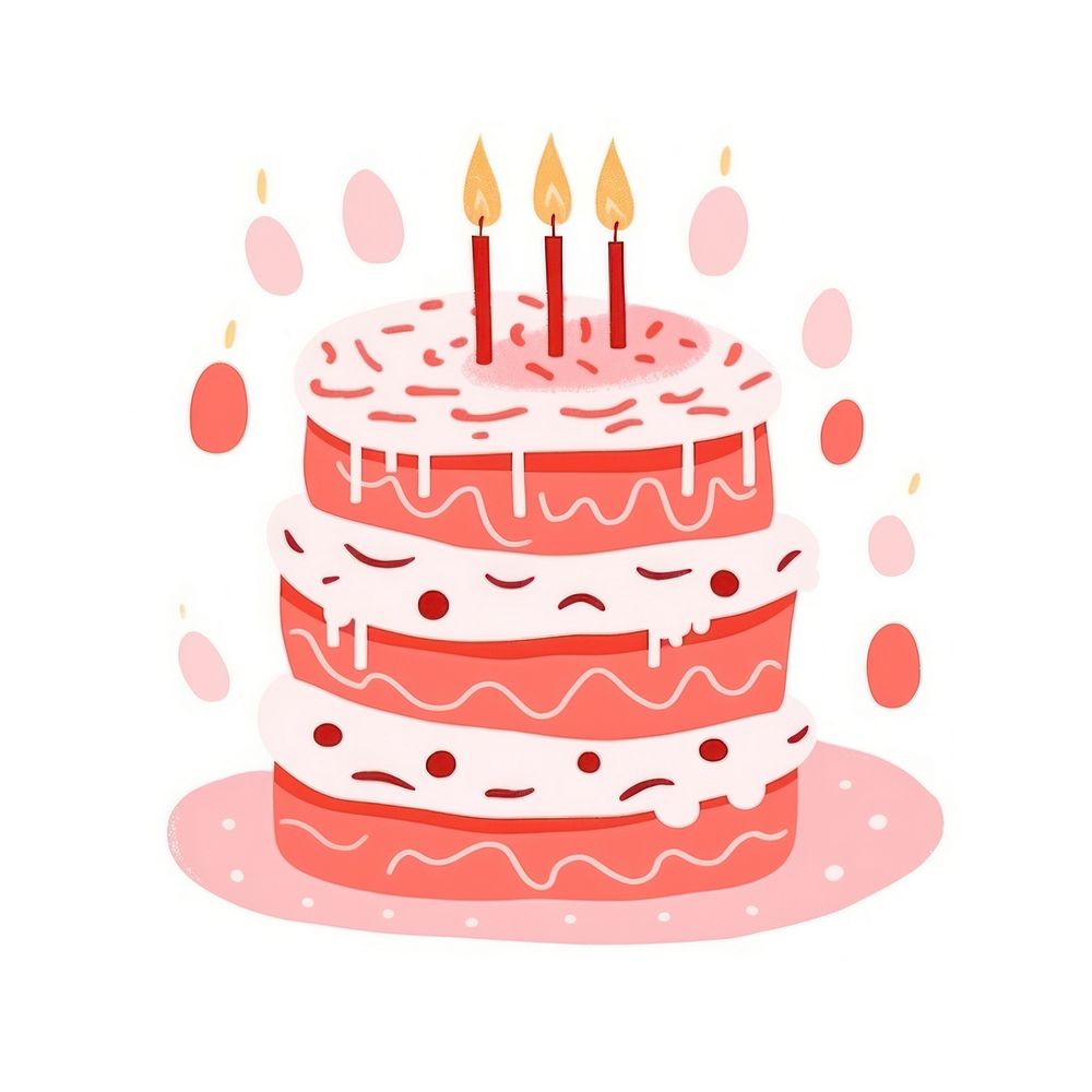 Birthday cake illustration dessert cream food.