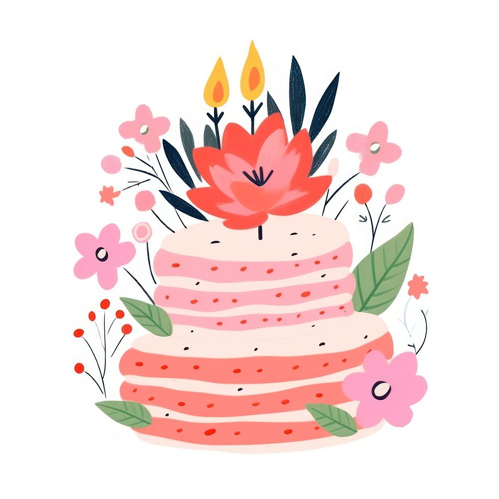 Birthday cake with flowers dessert food celebration.