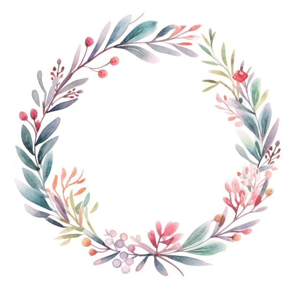 Christmas wreath circle border pattern flower white background. AI generated Image by rawpixel.