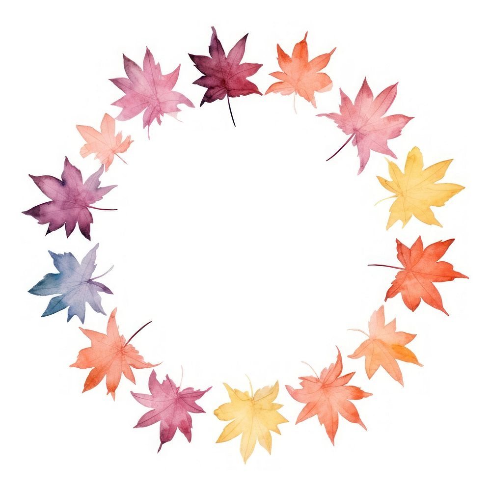Maple leaf circle border pattern plant white background. AI generated Image by rawpixel.
