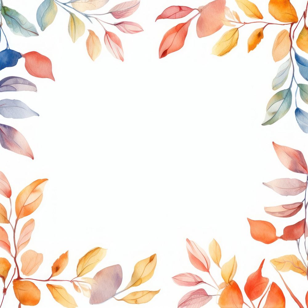 Autumn leaf square border pattern backgrounds plant. AI generated Image by rawpixel.