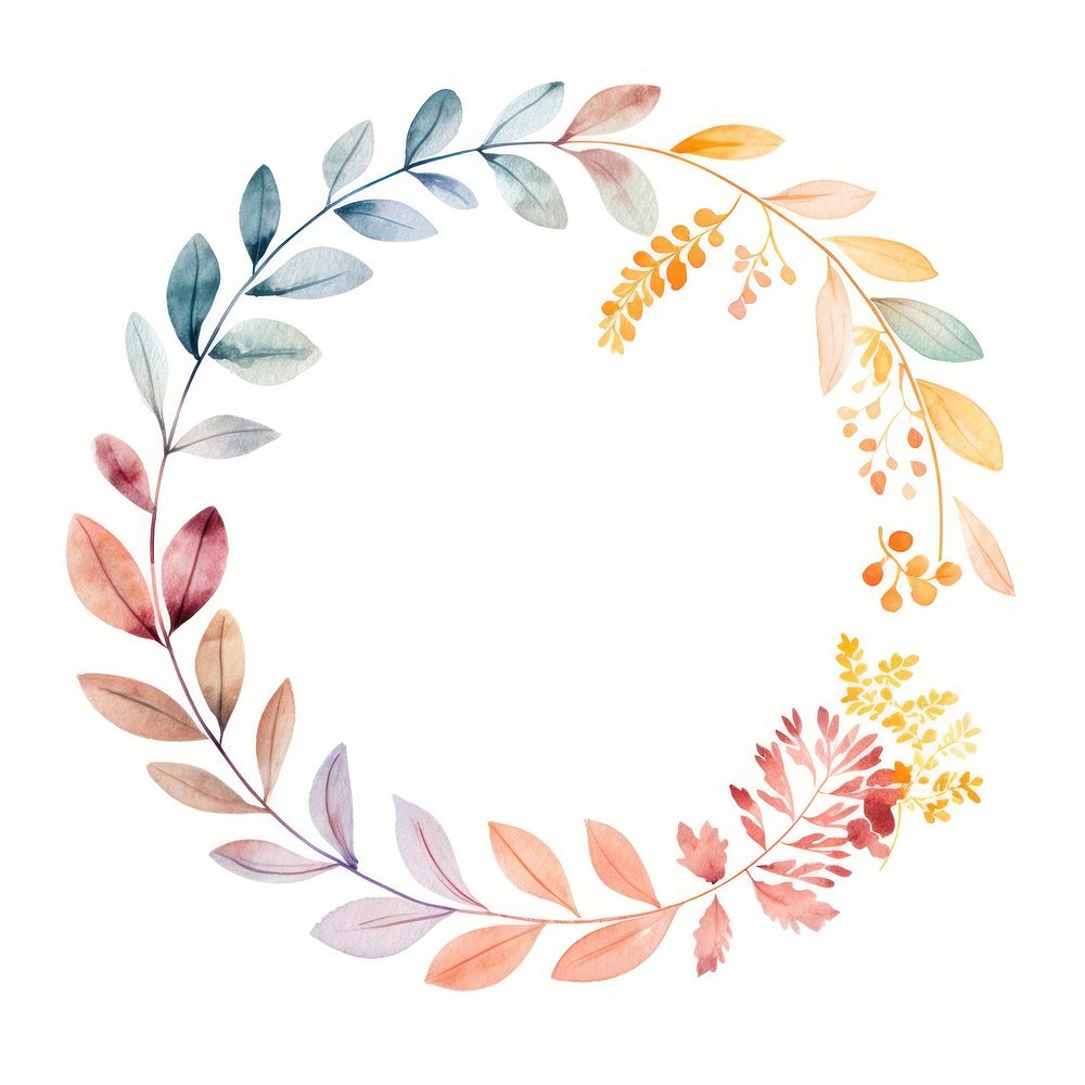 Autumn leaf circle border pattern wreath flower. AI generated Image by rawpixel.