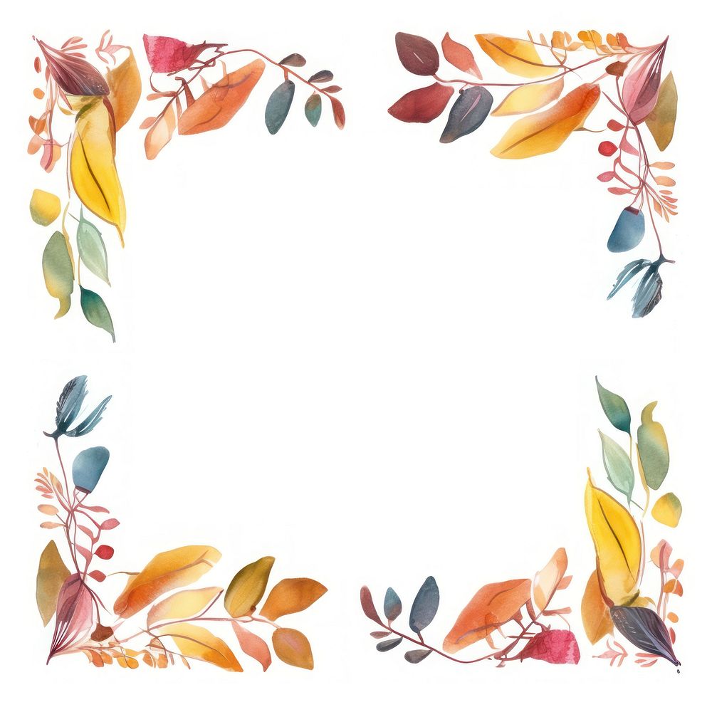 Autumn leaf square border pattern backgrounds plant. AI generated Image by rawpixel.