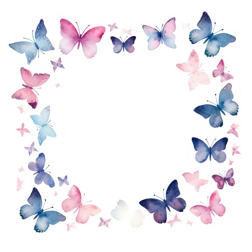 Butterfly square border pattern petal white background. AI generated Image by rawpixel.
