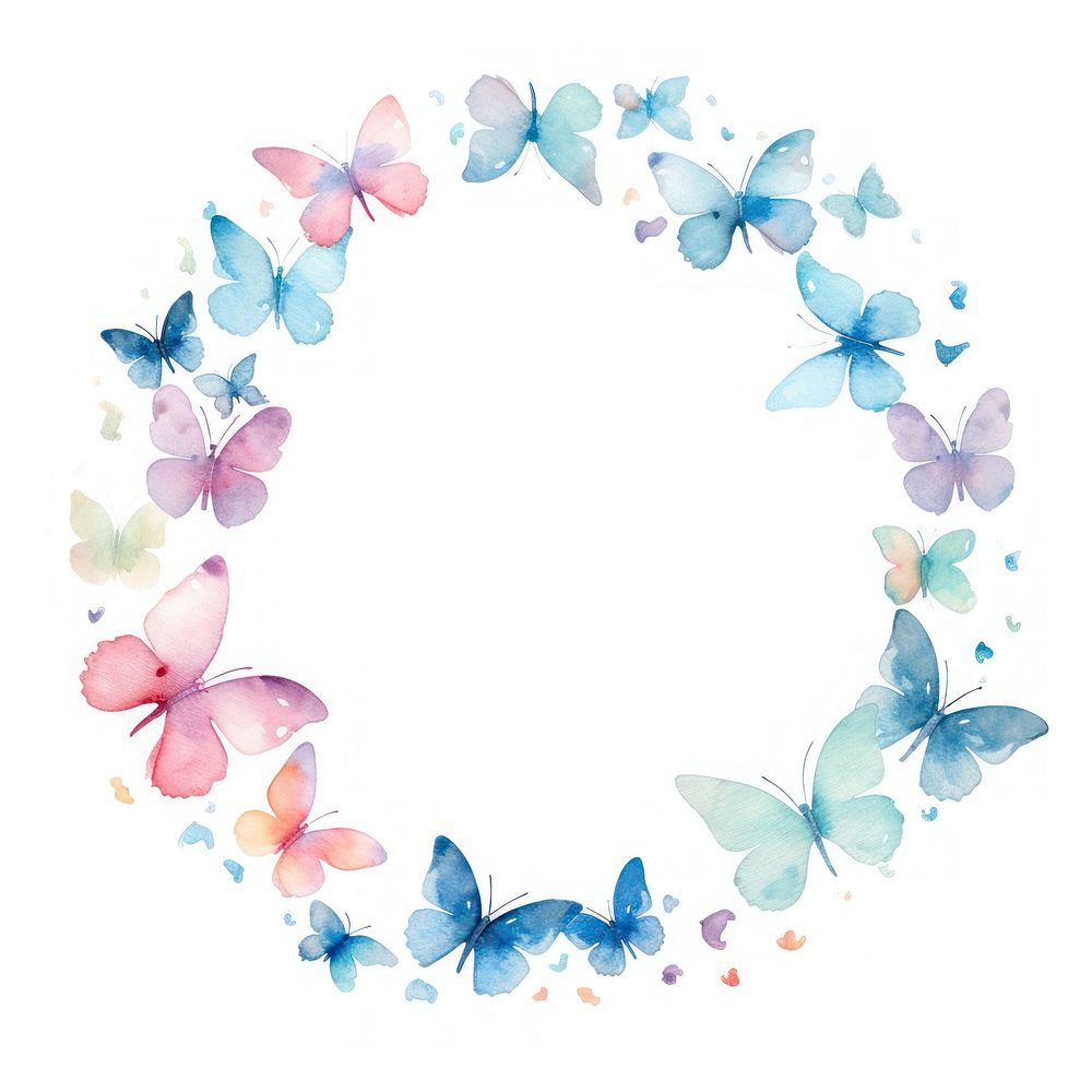 Little butterfly circle border pattern petal white background. AI generated Image by rawpixel.