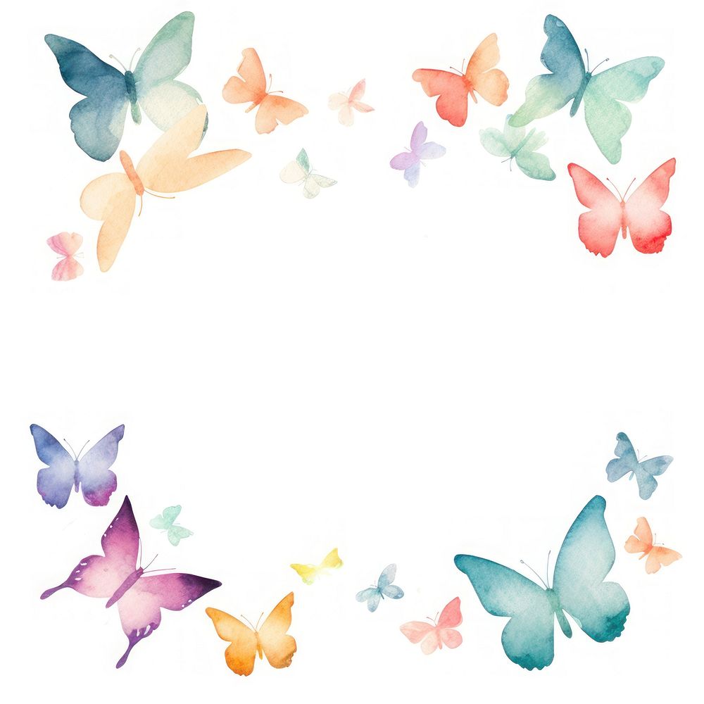 Butterfly square border pattern petal white background. AI generated Image by rawpixel.