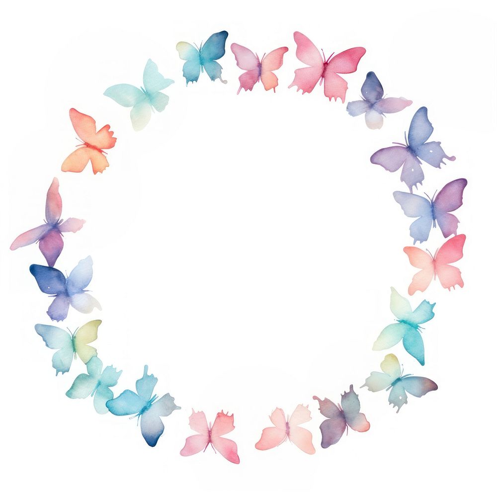 Little butterfly circle border pattern petal white background. AI generated Image by rawpixel.