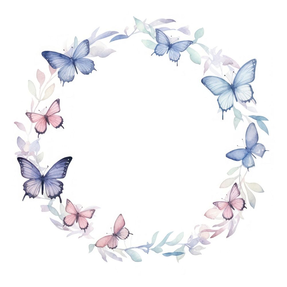 Little butterfly circle border pattern flower wreath. AI generated Image by rawpixel.