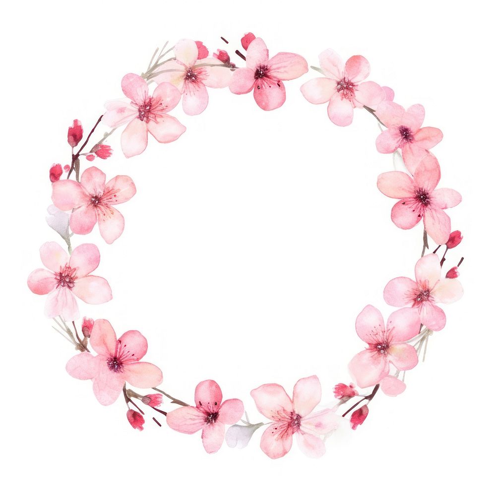 Cherry blossom circle border pattern flower wreath. AI generated Image by rawpixel.