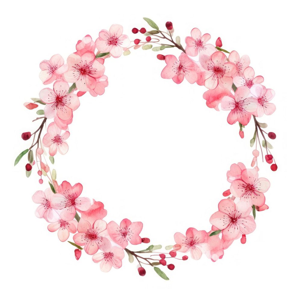 Cherry blossom circle border flower wreath plant. AI generated Image by rawpixel.