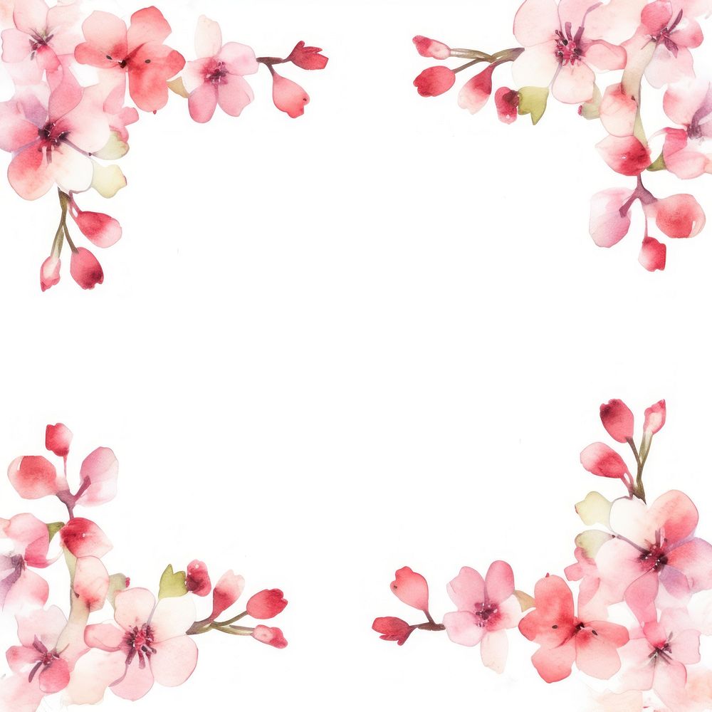 Cherry blossom square border flower petal plant. AI generated Image by rawpixel.