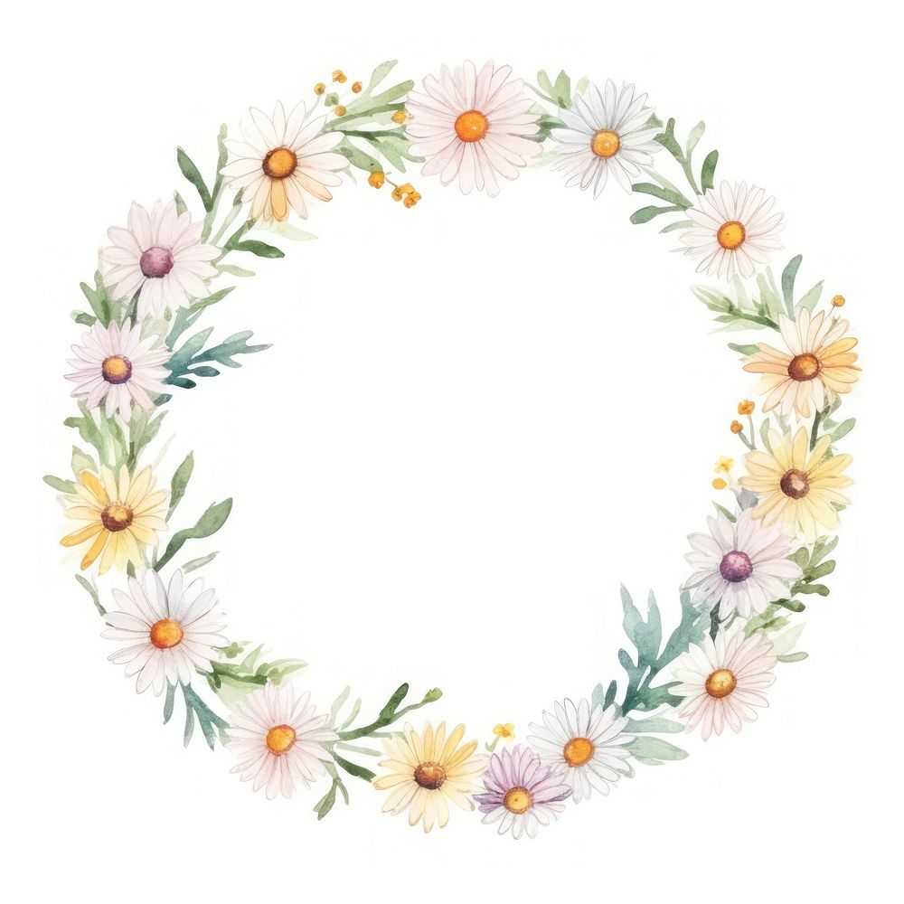 Little daisy circle border pattern flower wreath. AI generated Image by rawpixel.