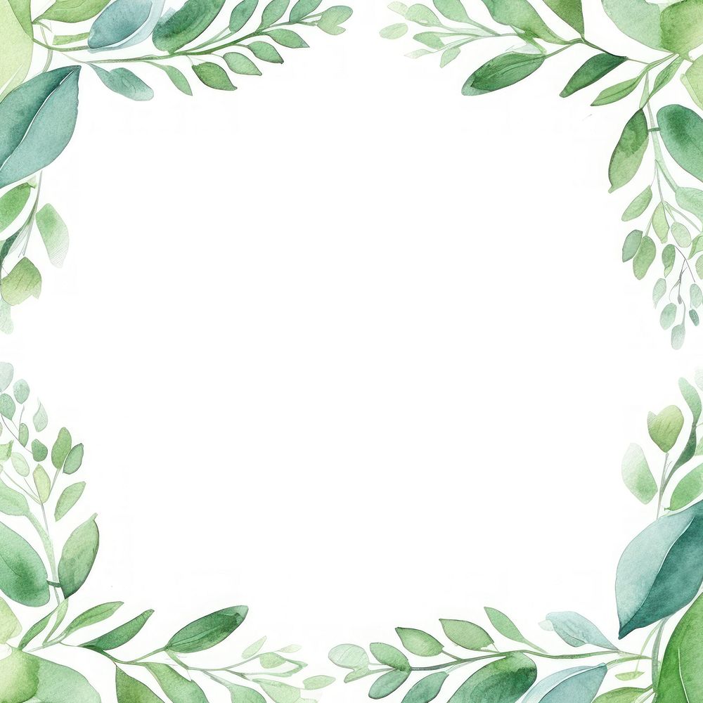 Green leaf square border pattern backgrounds plant. AI generated Image by rawpixel.